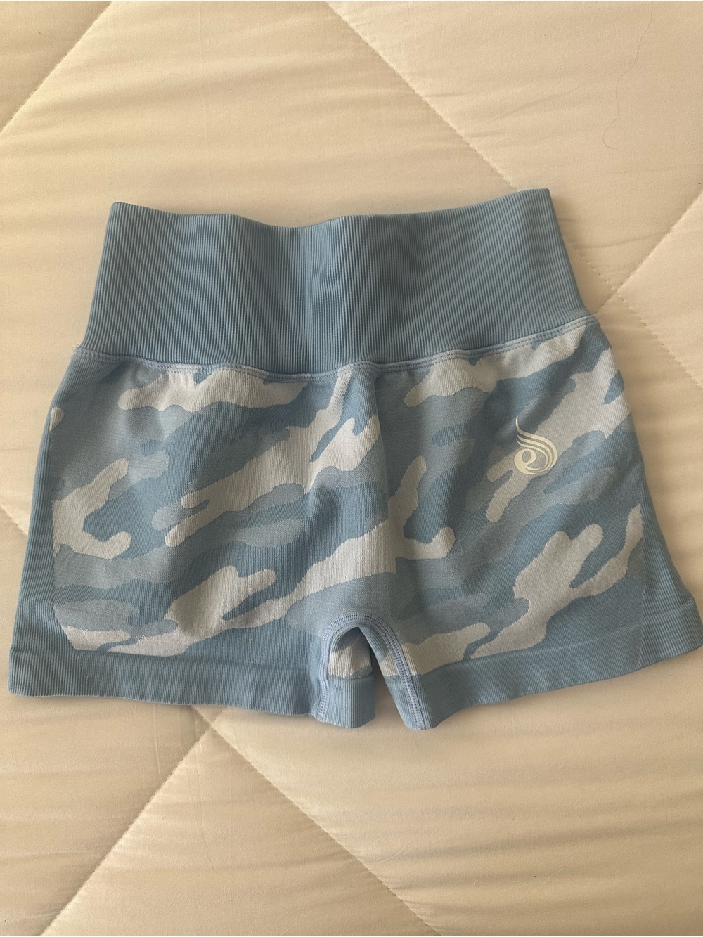Ryderwear Blue Camo High-Waist Athletic Shorts